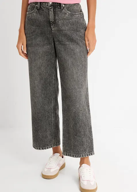 Jeans cropped loose fit straight, vita media, bonprix