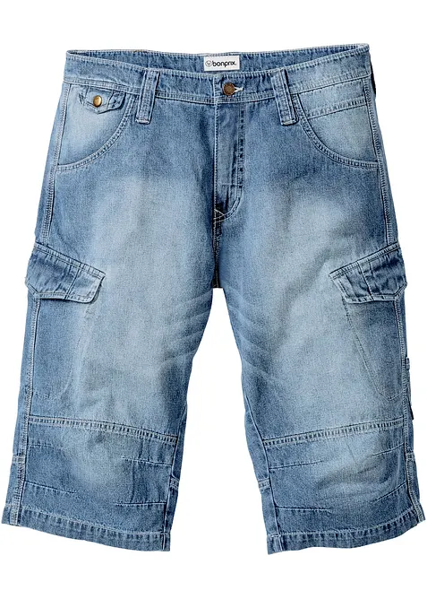 Bermuda cargo lunghi in denim elasticizzato leggero, relaxed fit, bonprix