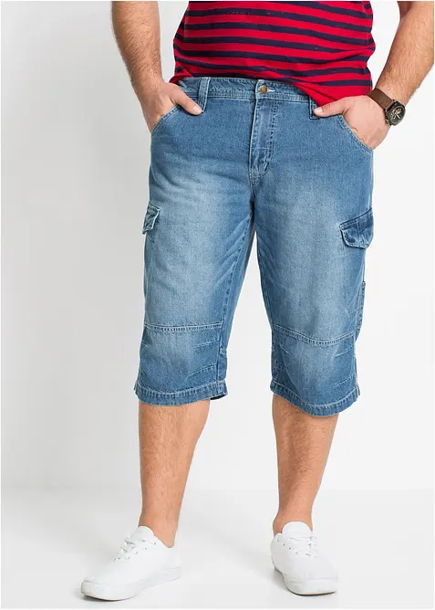 Bermuda cargo lunghi in denim elasticizzato leggero, relaxed fit, bonprix
