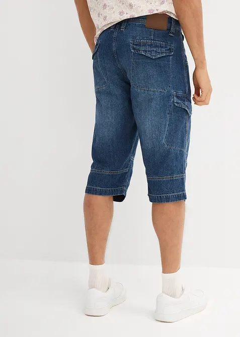 Bermuda cargo lunghi in denim elasticizzato leggero, relaxed fit, bonprix
