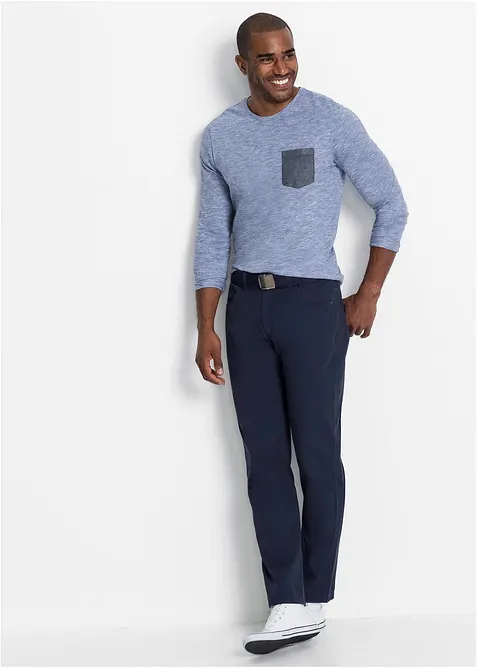 Pantaloni regular fit in twill di puro cotone, straight, bonprix