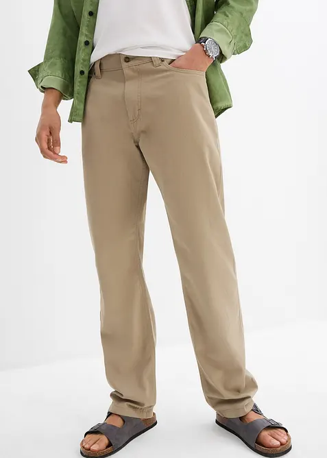 Pantaloni regular fit in twill di puro cotone, straight, bonprix