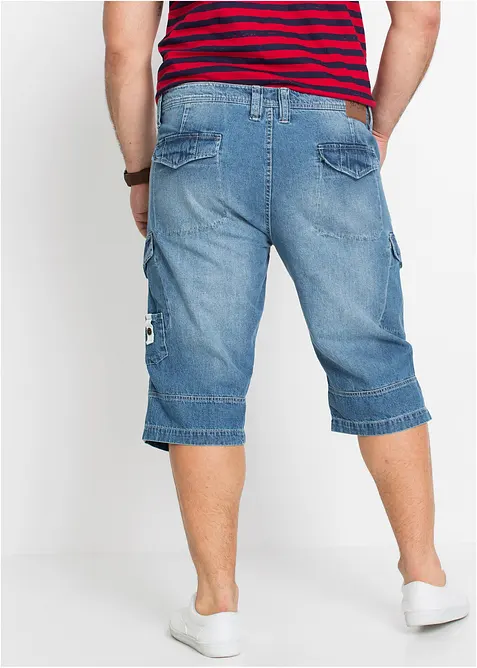 Bermuda cargo lunghi in denim elasticizzato leggero, relaxed fit, bonprix