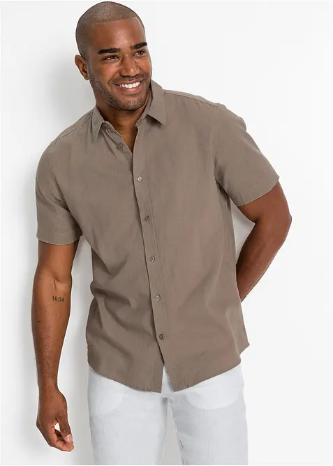 Camicia a maniche corte in fresco misto lino, bonprix