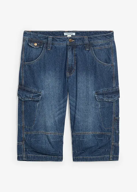 Bermuda cargo lunghi in denim elasticizzato leggero, relaxed fit, bonprix