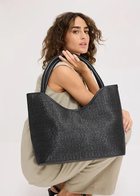Borsa shopper in similpaglia, bonprix