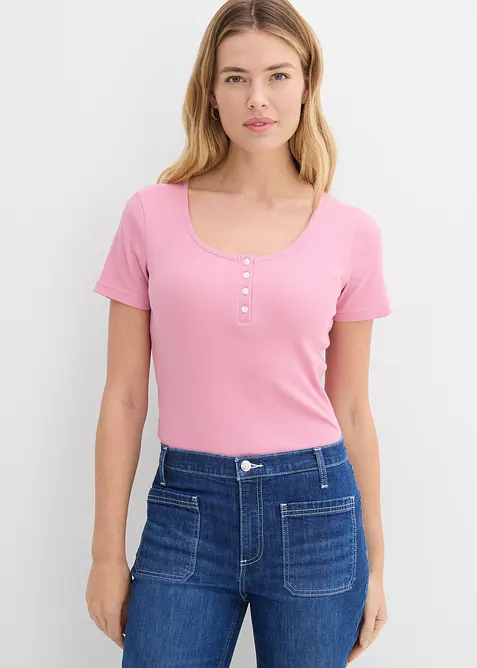 Maglia serafino in puro cotone biologico, bonprix