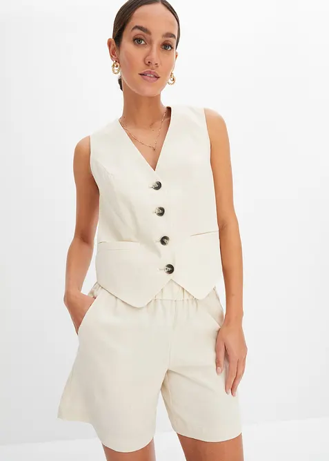 Gilet e shorts in misto lino, bonprix