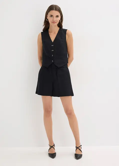 Gilet e shorts in misto lino, bonprix