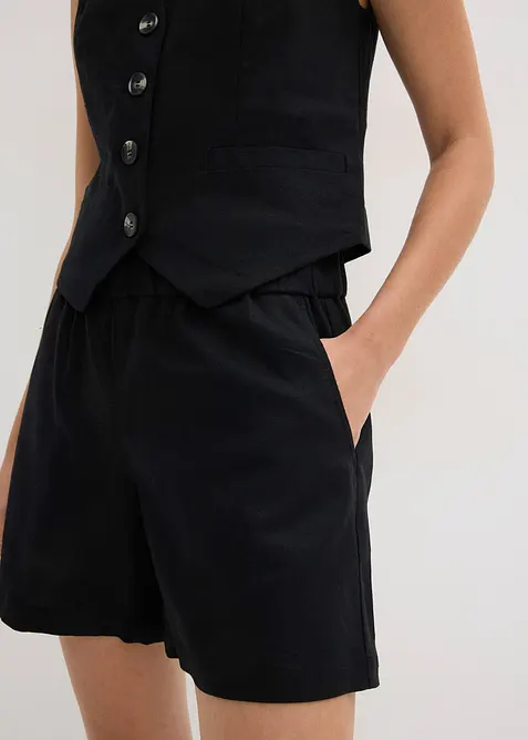 Gilet e shorts in misto lino, bonprix