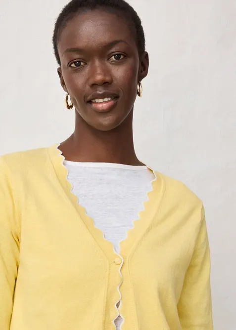 Cardigan in filato fine misto seta, bonprix