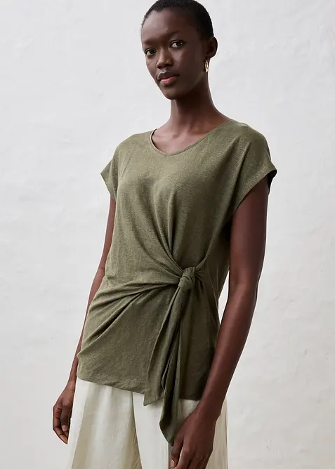 Maglia a portafoglio in puro lino, bonprix