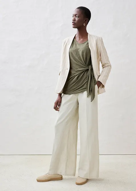 Maglia a portafoglio in puro lino, bonprix