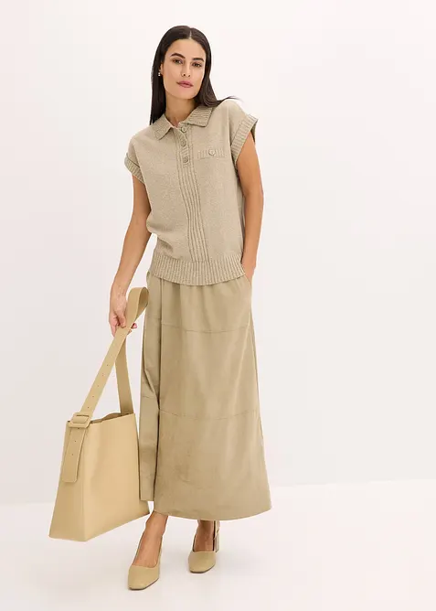 Maglione polo a maniche corte in misto cotone, bonprix