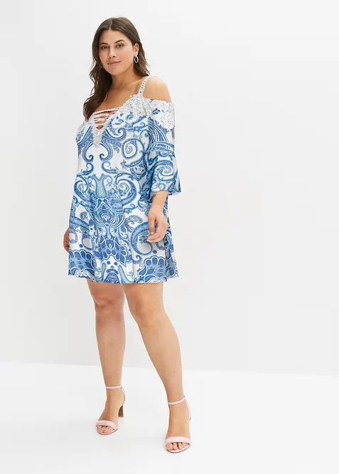 Abito svasato con spalle scoperte, bonprix