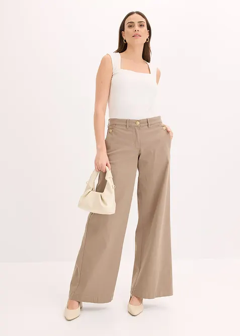 Pantaloni wide leg elasticizzati, bonprix