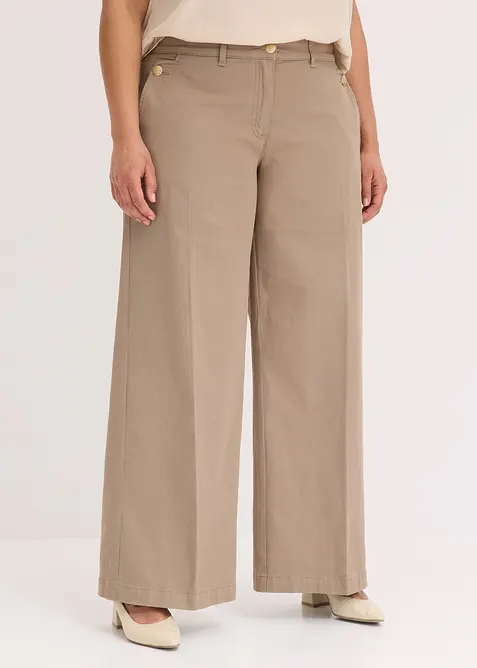 Pantaloni wide leg elasticizzati, bonprix