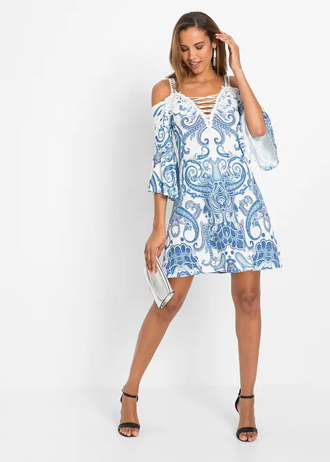 Abito svasato con spalle scoperte, bonprix