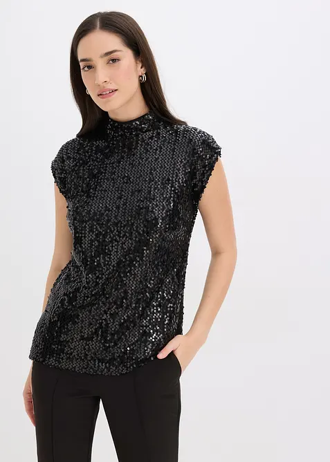 Top con paillettes, bonprix
