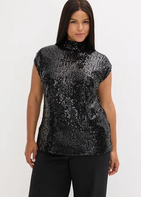 Top con paillettes, bonprix