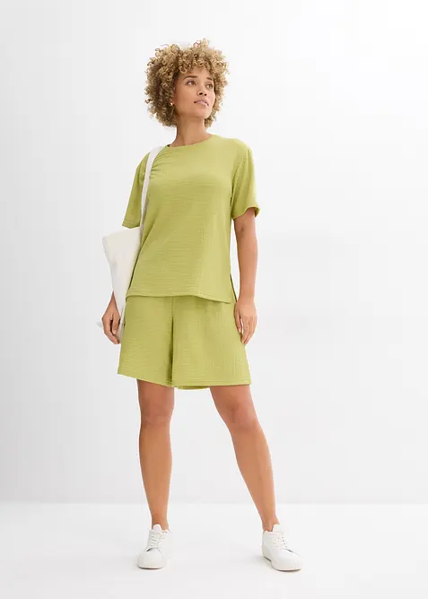 Shorts con elastico in vita in cr&ecirc;pe stropicciato, bonprix