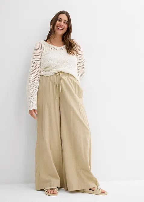 Pantaloni a palazzo in puro cotone, bonprix