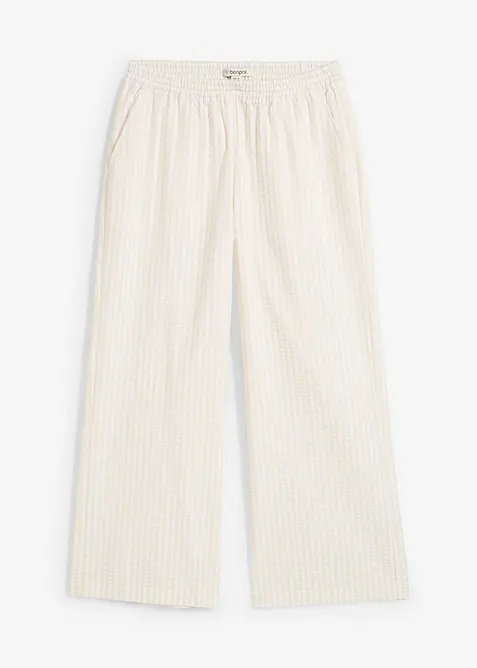 Pantaloni a palazzo cropped in seersucker, bonprix