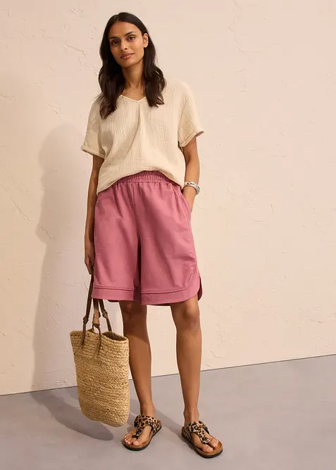 Shorts ampi in felpa di misto cotone, bonprix