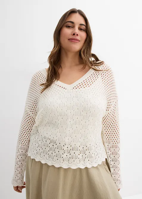 Maglione leggero traforato, bonprix