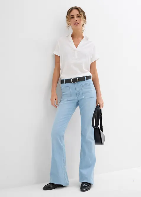 Blusa a maniche corte in mussola leggera, bonprix