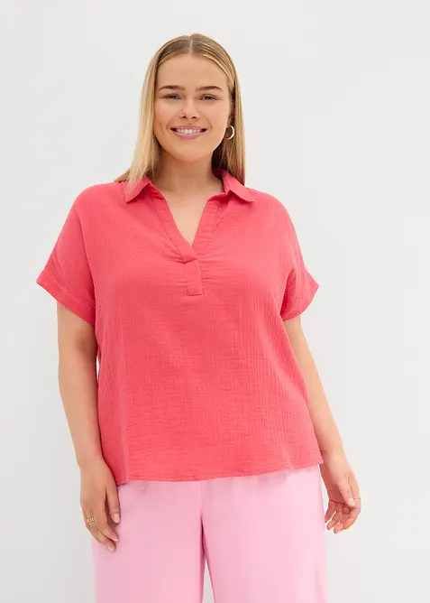 Blusa a maniche corte in mussola leggera, bonprix