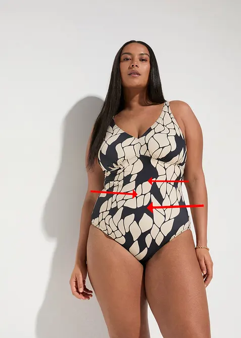 Costume intero con scollatura a V e effetto modellante medio, bonprix