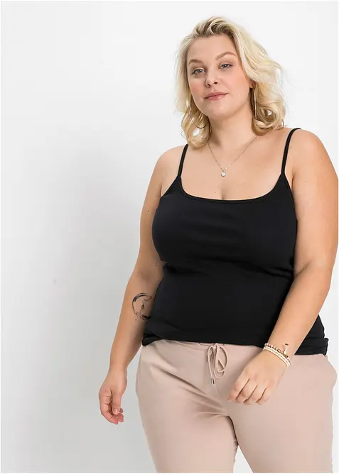 Top con spalline sottili in puro cotone (pacco da 2), bonprix