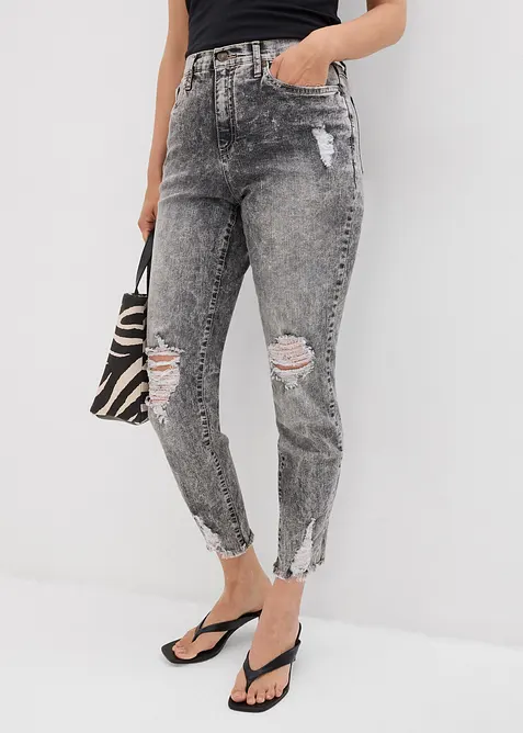 Mom jeans con effetto sdrucito, bonprix