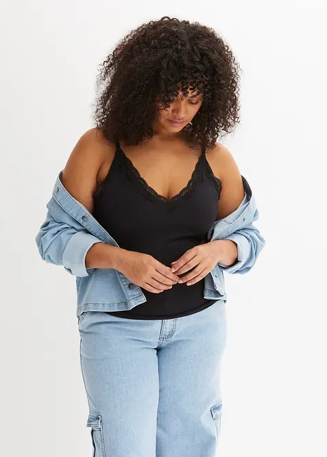 Top a costine in misto viscosa morbido (pacco da 2), bonprix