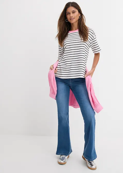 Jeans bootcut in cotone biologico, vita media, bonprix