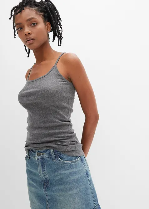 Top con spalline sottili in puro cotone (pacco da 2), bonprix