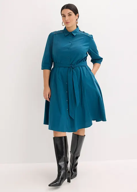 Abito chemisier con pizzo e fusciacca, bonprix