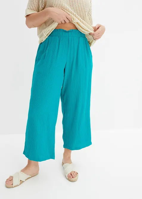Pantaloni culotte in mussola di puro cotone, bonprix