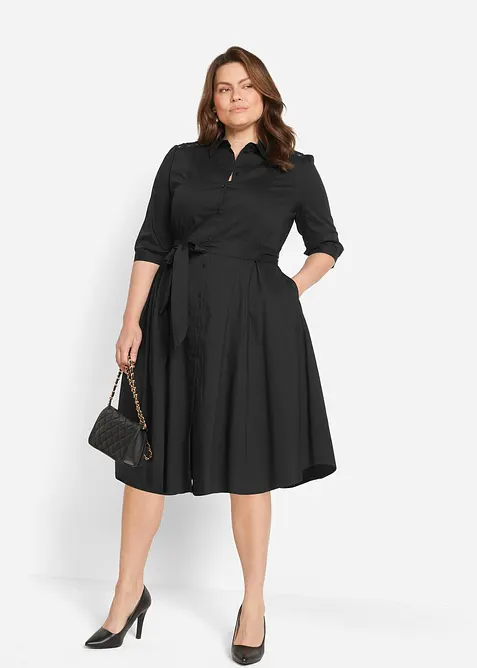 Abito chemisier con pizzo e fusciacca, bonprix