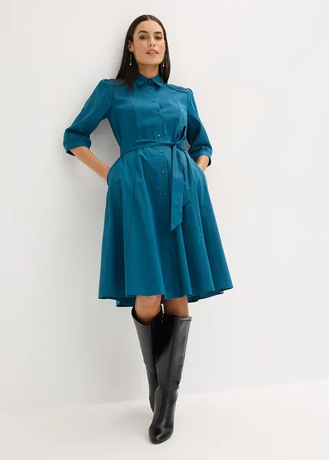 Abito chemisier con pizzo e fusciacca, bonprix