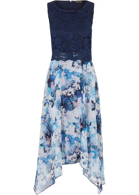 Abito in chiffon con pizzo fine, bonprix