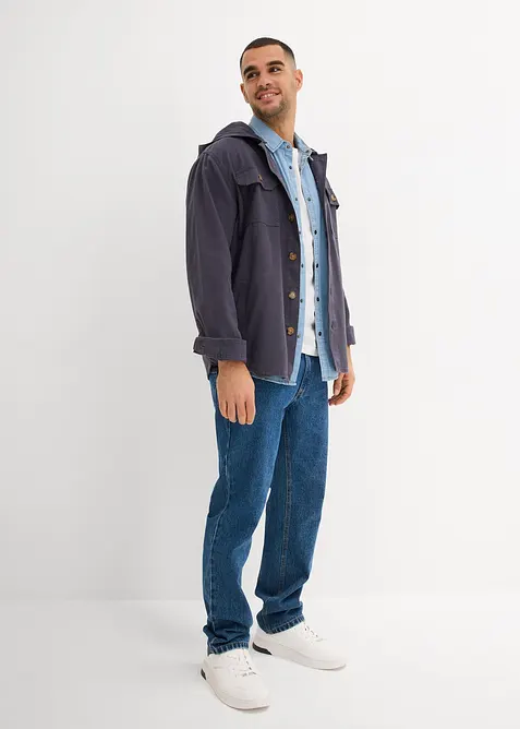 Camicia a maniche corte in jeans di puro cotone biologico, slim fit, bonprix
