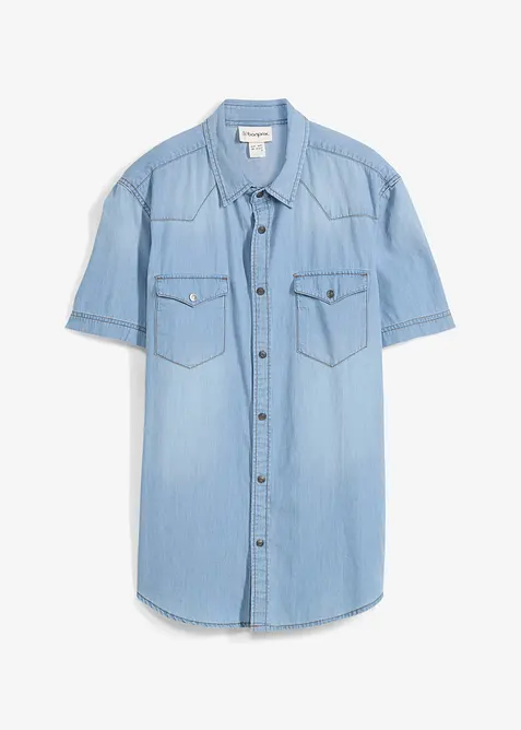 Camicia a maniche corte in jeans di puro cotone biologico, slim fit, bonprix