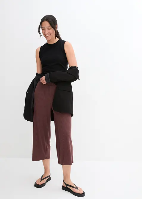 Pantaloni in jersey a coste con elastico in vita, bonprix