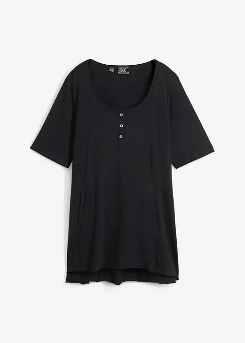 Maglia lunga in viscosa con balza, bonprix