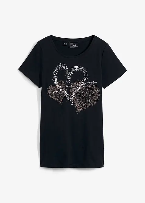 T-shirt in cotone biologico con cuore, bonprix