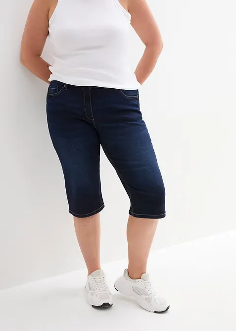Bermuda in jeans con vita media parzialmente elasticizzata, bonprix