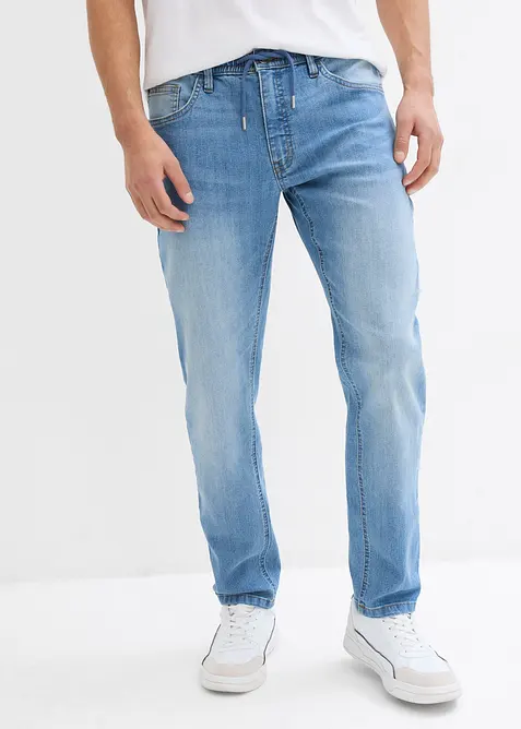 Jeans elasticizzati leggeri straight con elastico in vita, regular fit (pacco da 2 paia), bonprix