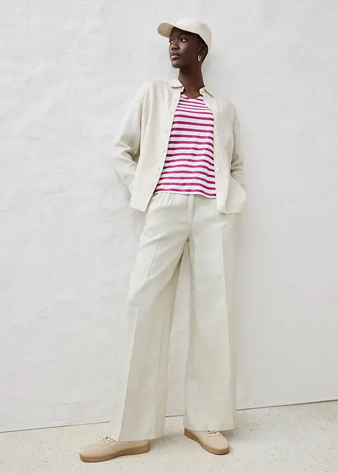 Maglia in puro lino con maniche a pipistrello, bonprix